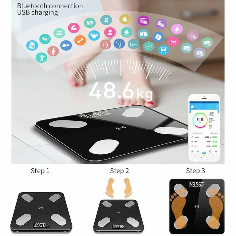 Smart Bluetooth Body Fat Scale To Measure Height Weight And Fat Black