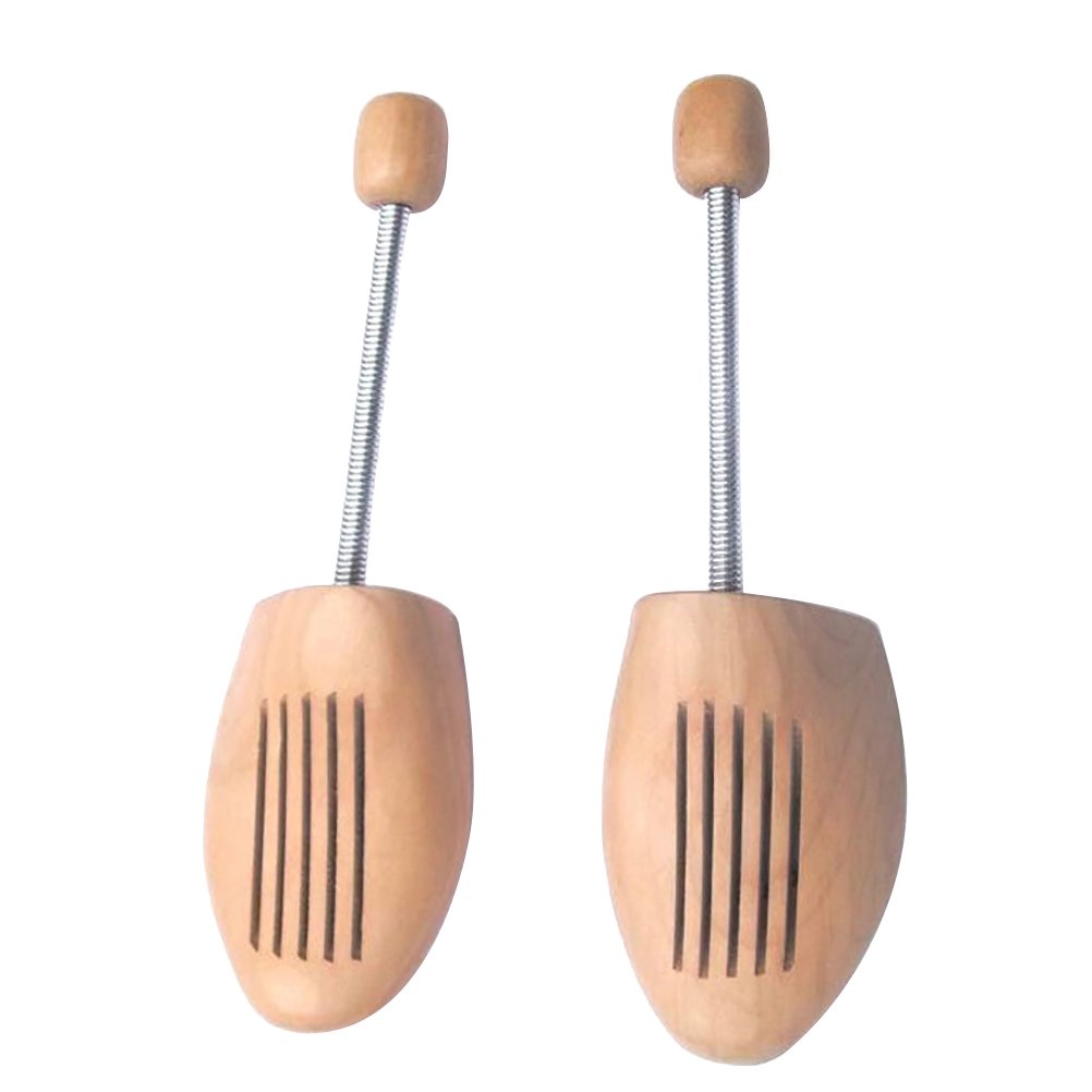 YUNLIGHTS 4Pairs Durable Wooden Shoe Shaper Adjustable Spring Shoe Tree Keeper for Shoes