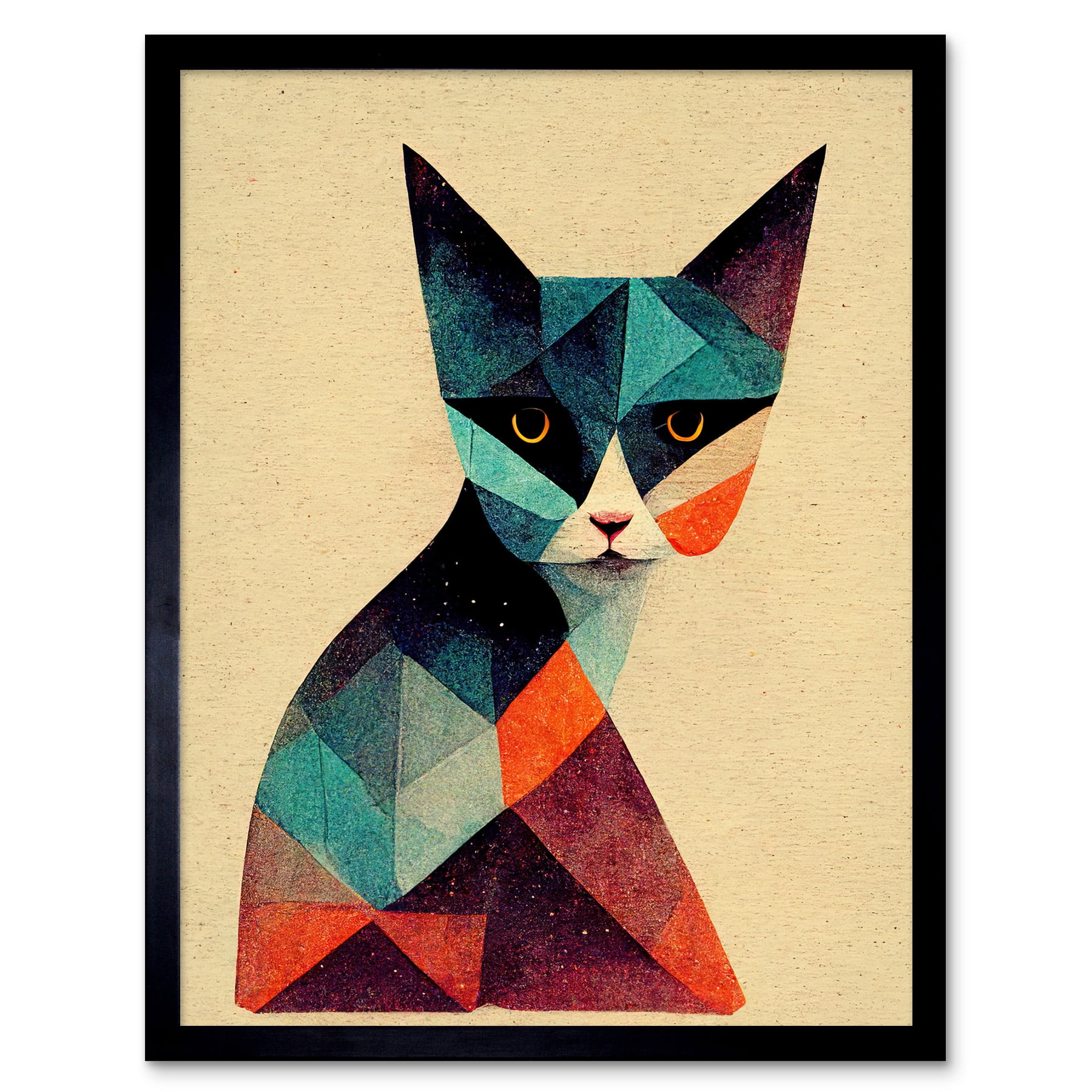 EzPosterPrints - Cat Posters - Cubism Colorful Cute Cats - Poster Printing  - Wall Art Print for Home Office Decor - Colorful Cat 7-16X16 inches