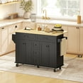 thumbnail image 2 of HOMCOM 55" Kitchen Island with Power Outlet & Drop Leaf Kitchen Cart Black, 2 of 10