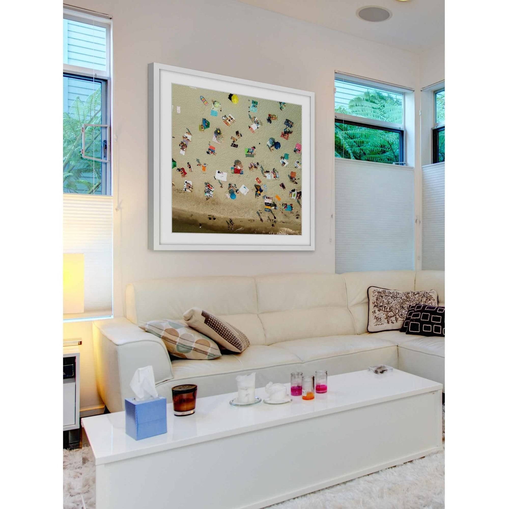 "Beach Towels" Framed Painting Art Print, 12.0" x 1.5"