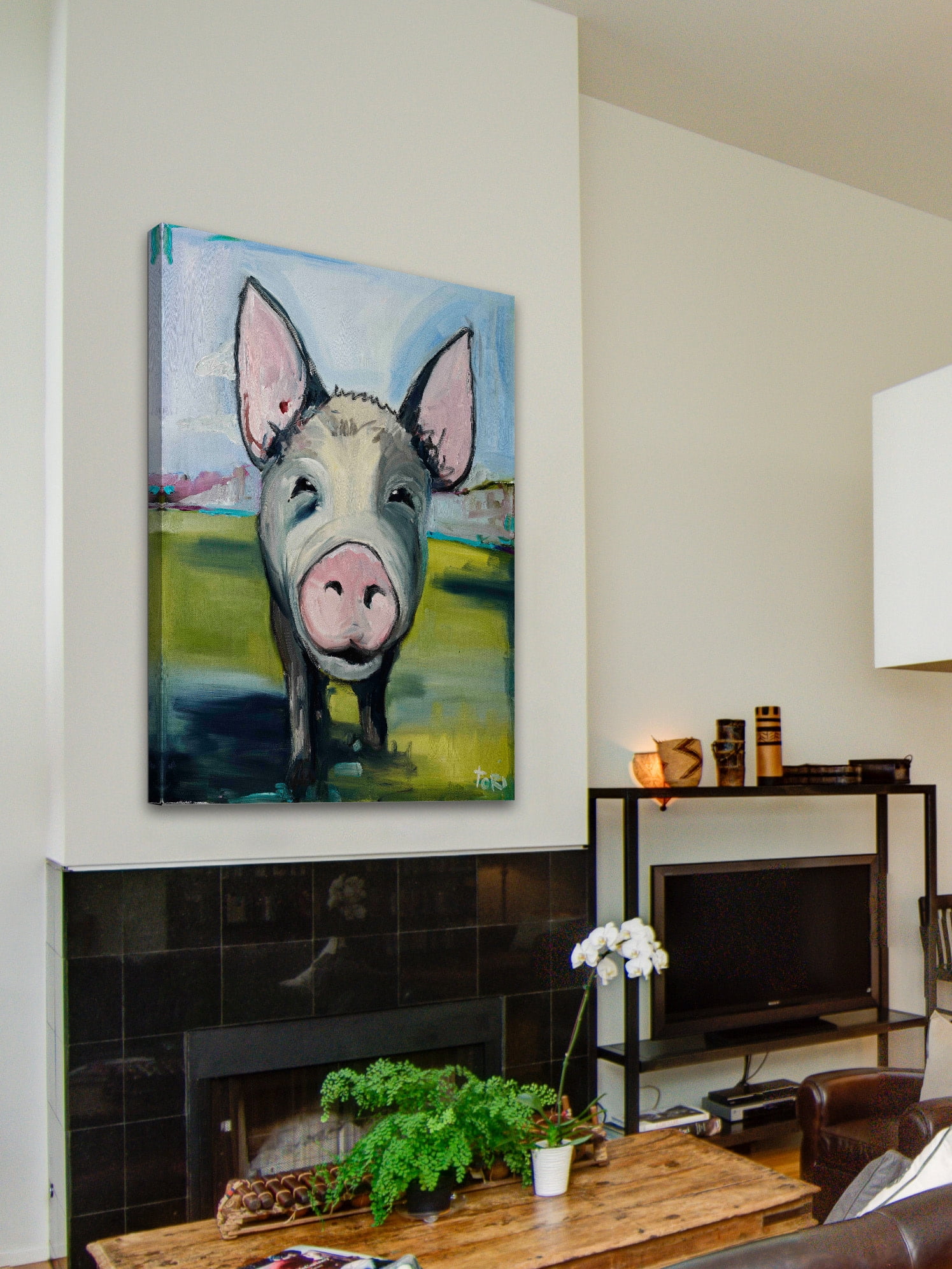 Marmont Hill Inc Marmont Hill - "Hog Heaven" by Tori Campisi Painting Print on Canvas - Multi-color