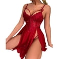 thumbnail image 2 of Camisón ANGGREK Fibra de Poliuretano Vino Rojo con Bragas, 2 of 8