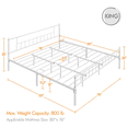 thumbnail image 6 of Yaheetech Metal Bed Frame with Headboard & Footboard,King Size, White, 6 of 8