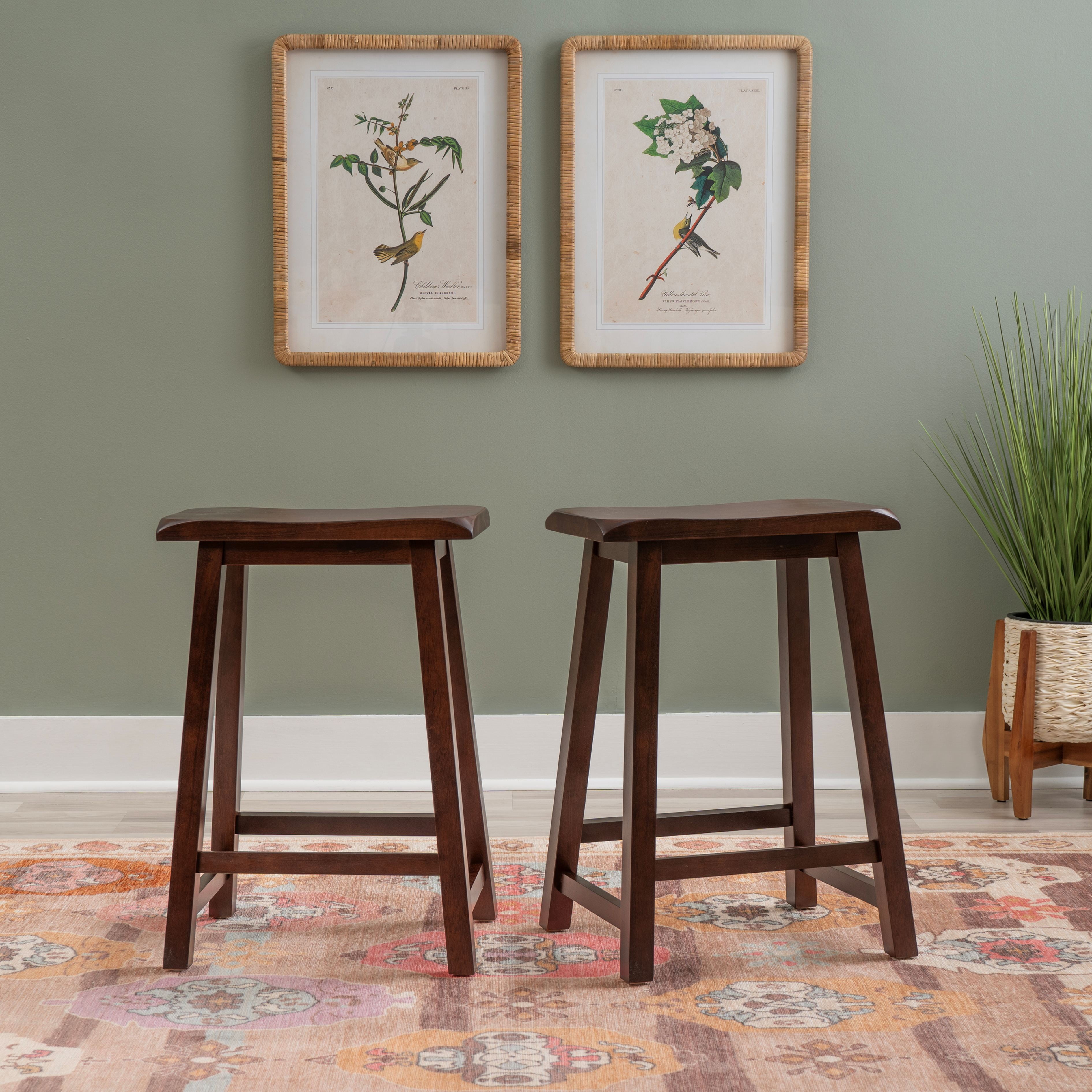 Linon Rickard 24" Backless Indoor Saddle Seat Counter Stool, Dark Brown