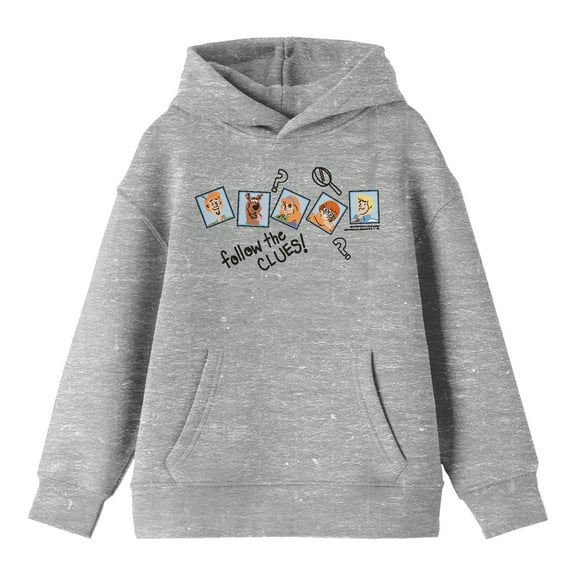 Scooby Doo Mystery Gang Doodles Youth Athletic Gray Hoodie-XS