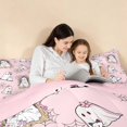 thumbnail image 4 of Homewish Cute Spooky Animal Full Size Comforter Sets for Girls, Halloween Ghost Bedding Comforter Set, Light Pink, Pink Reversible, 3 Pieces 1 Comforter and 2 Pillowcases, 4 of 6