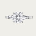 thumbnail image 2 of 1.5 Cts Round Cut and Taper Shape Side Stones Moissanite Diamond Engagement Ring, Solid Gold Bridal Ring, Promise Ring, Anniversary Ring, 2 of 5
