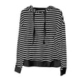 thumbnail image 4 of Bibifish Womens Hoodies Striped Print Long Sleeve Drawstring Pullover Tops Fall Winter Casual Comfy Activewear Sweatshirts, 4 of 5