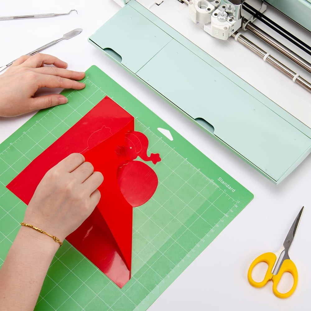 5 Pcs 12x12 Cutting Mat Set, Adhesive Non Slip Craft Cutting Mats with Light Standard Strong Fabric Grip, Grid Alignment Board for Paper Fabric Vinyl DIY Craft Cutting Tools