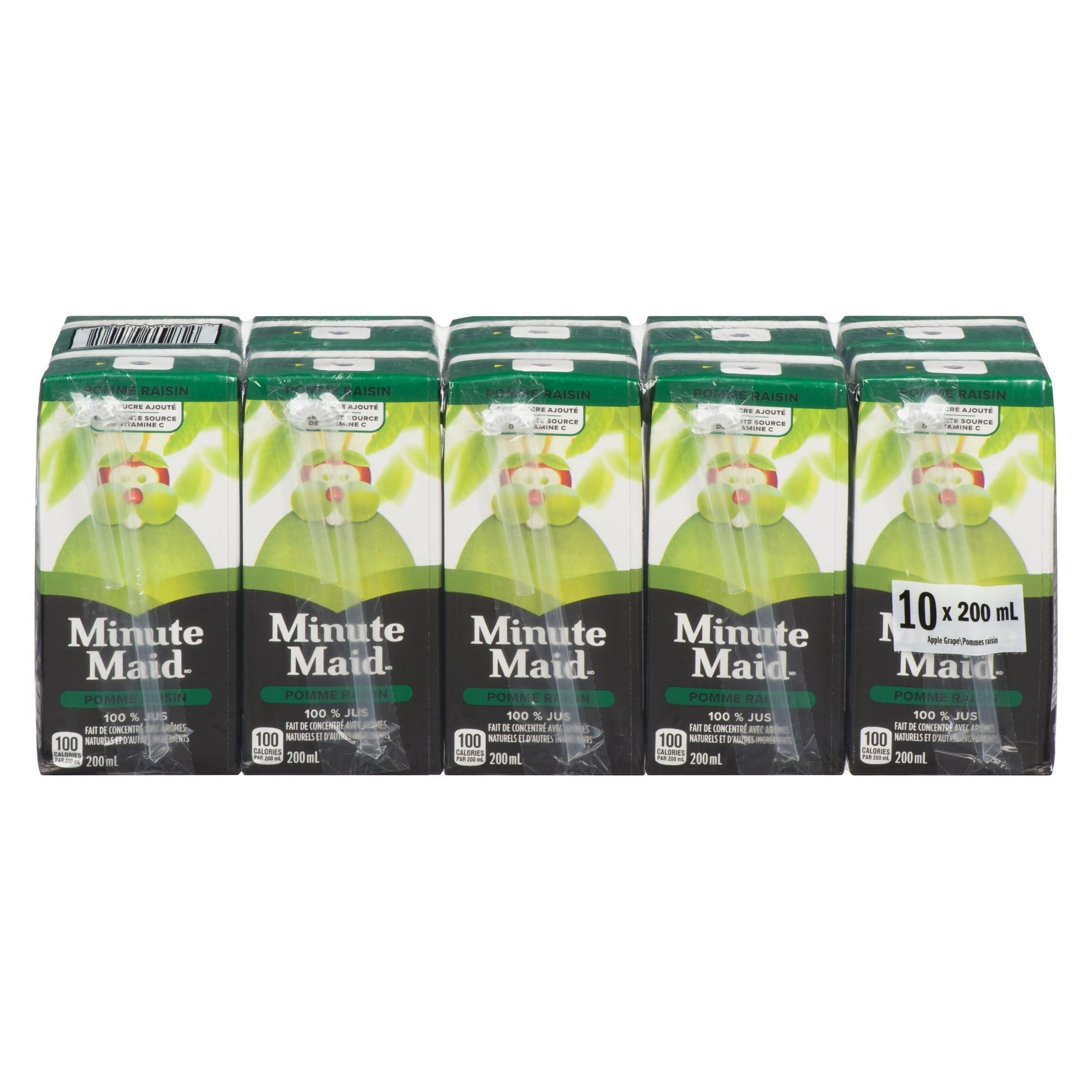 Minute Maid 100% Apple Grape Juice 200mL carton, 10 pack