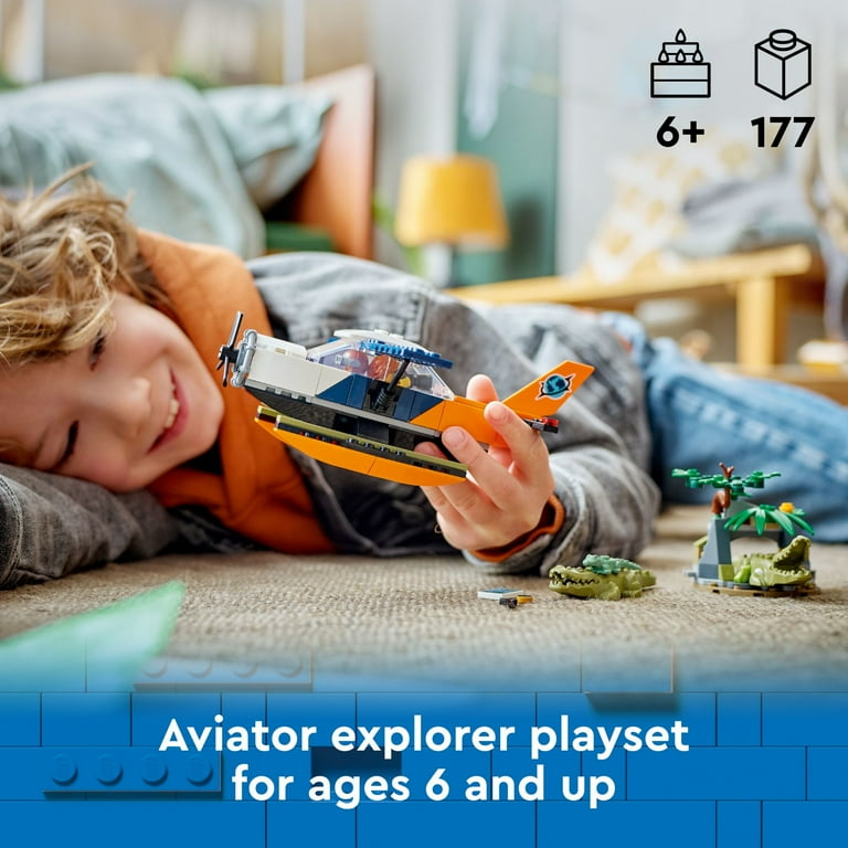 LEGO City Jungle Explorer Water Plane Toy Building Set, Fun Summer