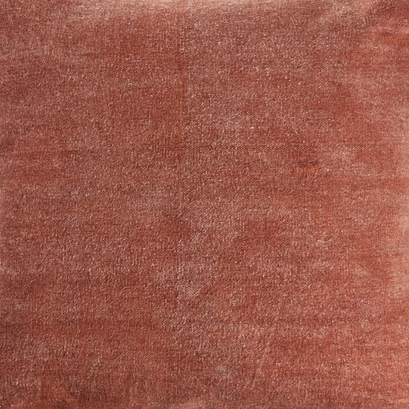 Laddha Home Designs 24" Clay Brown Solid Square Throw Pillow with Embroidered Edges