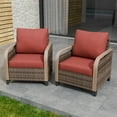 thumbnail image 2 of INTER HUT Modern Wicker Patio Chairs, Outdoor Chairs with Steamlined Armrest, Rattan Chair Patio Furniture, 2 Chairs, Brown/Red, 2 of 7