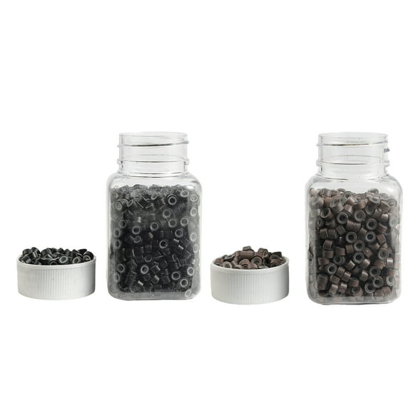 1000PCS Hair Extension Beads Micro Link Silicone Beads for I Tip Human Hair Extensions 5x3x3 mm-Black Brown