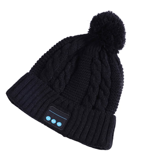 Gorra de deportes al aire libre Gorro de punto con bola V5.0 compatible con Bluetooth Auricular inalámbrico Llamada Música Gorro cálido de invierno, Negro sidaley EL001032-01