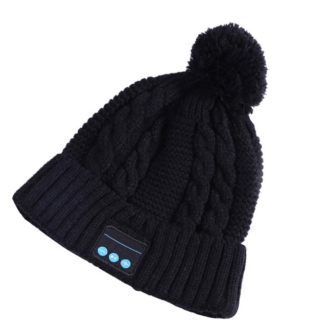 Gorra de deportes al aire libre Gorro de punto con bola V5.0 compatible con Bluetooth Auricular inalámbrico Llamada Música Gorro cálido de invierno, Negro Monstrate EL001032-01