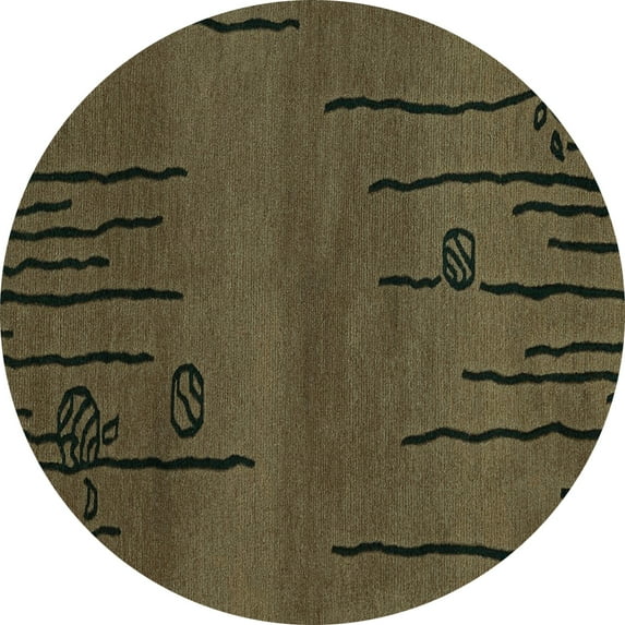 Ahgly Company Machine Washable Indoor Round Abstract Turquoise Blue Modern Area Rugs, 4' Round