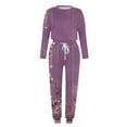 thumbnail image 4 of Long Sleeve Crew Neck Plus Size Casual Flower Polyester Two Piece Set Of Tops And Pants,Women's Outfit Crewneck Pullover Pants Tracksuit Sweatsuits With Sweatpants, 4 of 5
