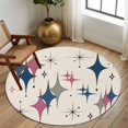thumbnail image 2 of Large Round Rug 8Ft Washable Non-Slip, Red Blue Diamond Circle Area Rugs for Living Room Bedroom, Modern Geometric Middle Century Beige Indoor Floor Mats Carpet Runner for Home Decor, 2 of 8