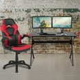 thumbnail image 2 of Flash Furniture Optis Black Gaming Desk and Red/Black Racing Chair Set with Cup Holder, Headphone Hook & 2 Wire Management Holes, 2 of 13
