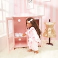 thumbnail image 3 of Polly   s Pink Plaid 18   Doll Display Closet with 3 Hangers & Doll Accessories, Pink, 3 of 9