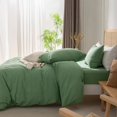 thumbnail image 6 of ZOVAN Duvet Cover Set 100% Washed Cotton Super Soft Breathable Durable (Green, Queen), 6 of 7