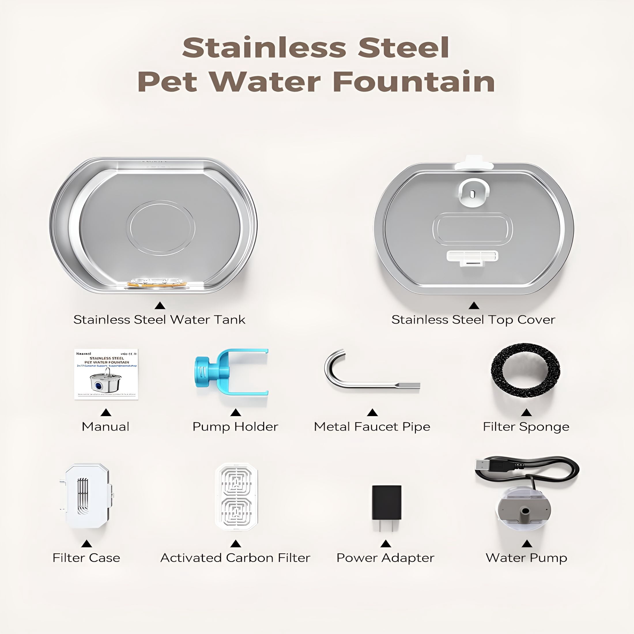 ACDANC 2026 New Cat Water Fountain Stainless Steel:108Oz Cat Fountain for Drinking-Pet Water Fountain Inside-Automatic Dog Watering Dispenser Bowl-Pet Feeding&Watering Supplies-Water Level Window