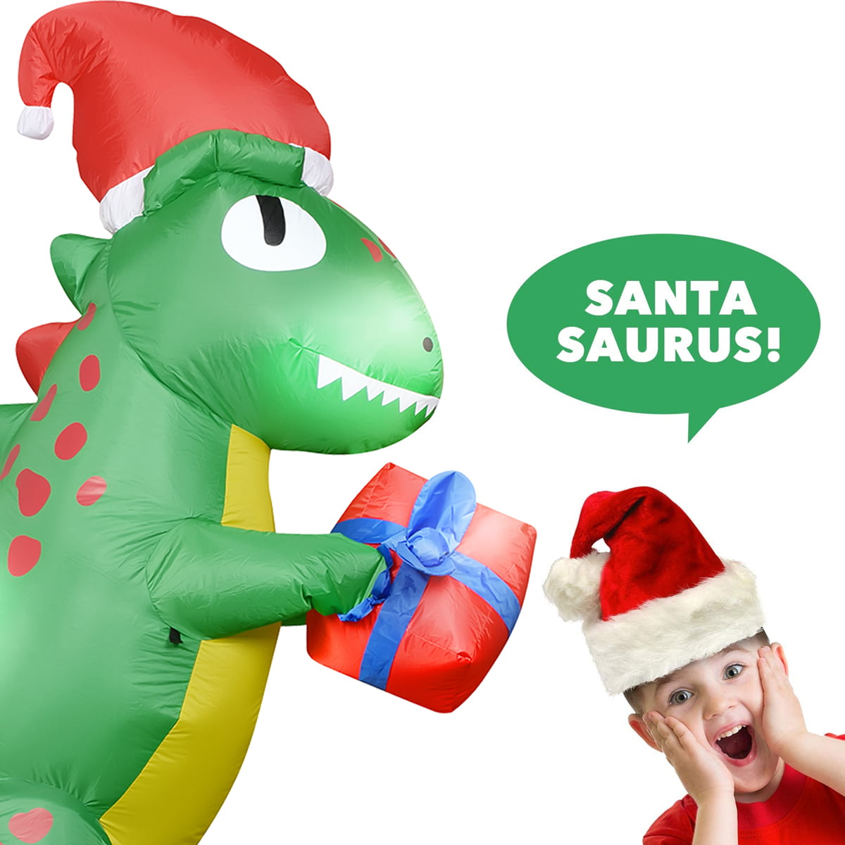 Doingart Christmas Inflatable Dinosaur Outdoor Decoration, 6.3ft Lighted  Blow up Christmas Inflatables with LED Lights for Xmas Yard Garden 