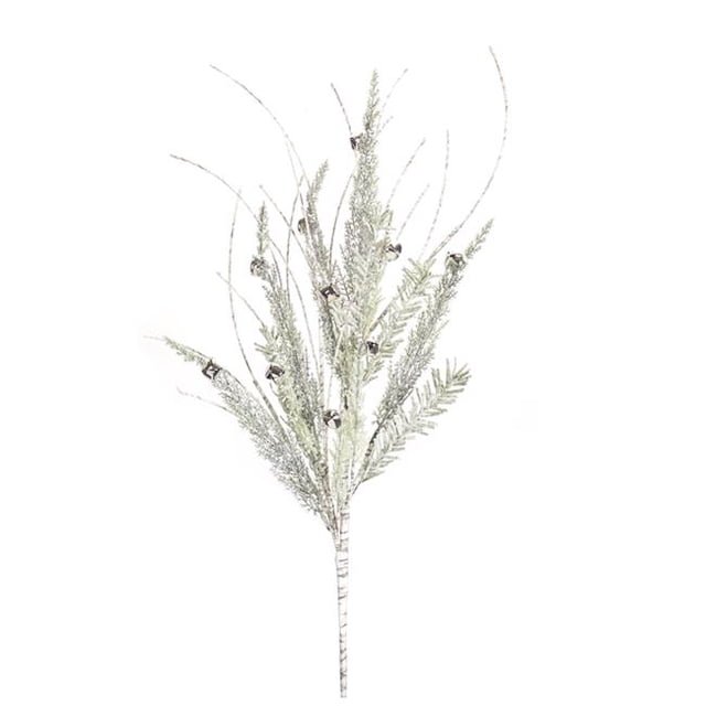 DS 35 in. Plastic Pine & Bell Spray, White & Grey - Set of 12