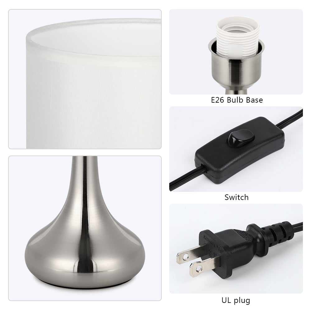 Modern Lamp with White Brushed Steel Metal Base and Green Leaf Pattern Shade