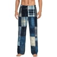 thumbnail image 1 of Gaeub Indigo Patchwork Quilt Print Mens Pajama Pants,Lounge Pants With Pockets And Drawstring-X-Large, 1 of 6