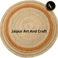 thumbnail image 2 of Jaipur Art And Craft Handmade Indian Jute Rug Round Beige Area Carpet Decorative Rug Striped Pattern (2x2 Sq Ft), 2 of 6