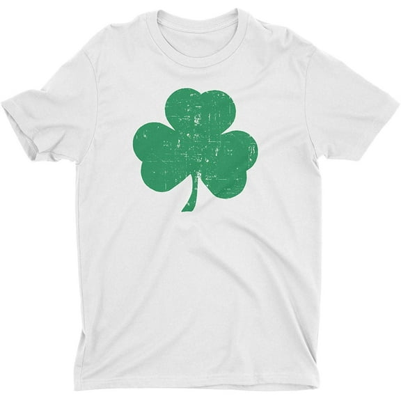 Men's Shamrock Tee White-Green, Distressed, XL