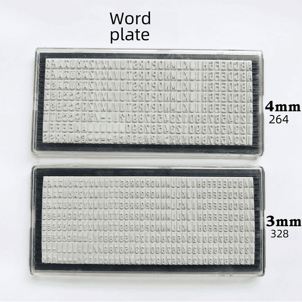 Sello de tinta con números y letras, sello de tipo móvil, sello de caracteres para bricolaje, placa de ortografía, placa de sello