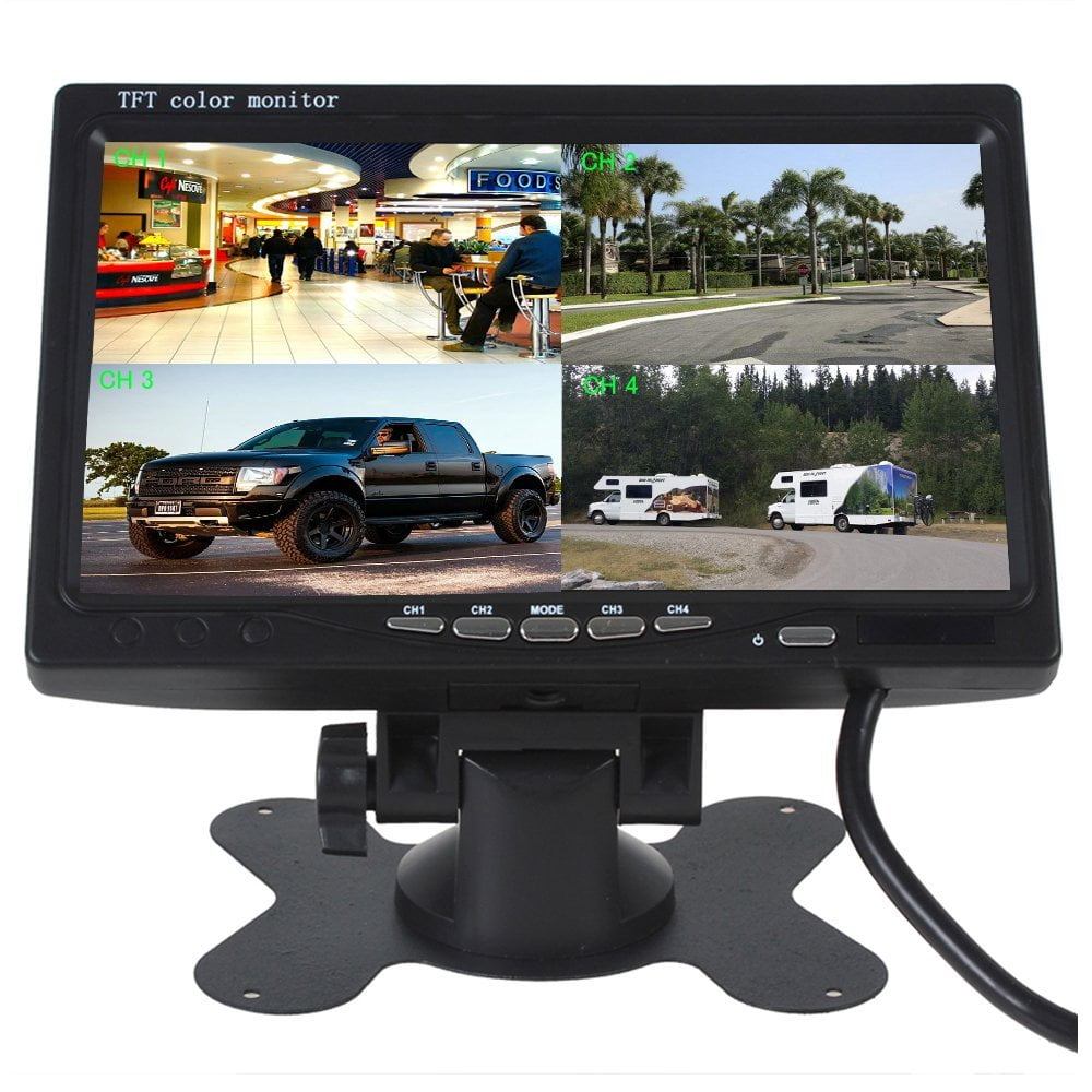 7" 4 Split Screen Quad Monitor 4CH Video Input TFT LCD Display DC 12V