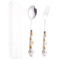 thumbnail image 1 of Cartoon Rabbit Cutlery Set Student Stainless Steel Chopsticks Portable Long-handled Spoon Fork, 1 of 1
