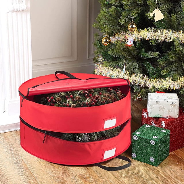 WIFKLSIIPG Conteneur de Rangement pour Couronne, Sacs de Rangement Empilables pour Couronne de Noël avec Fermeture Éclair et Poignées Support de Rangement pour Couronnes de Vacances