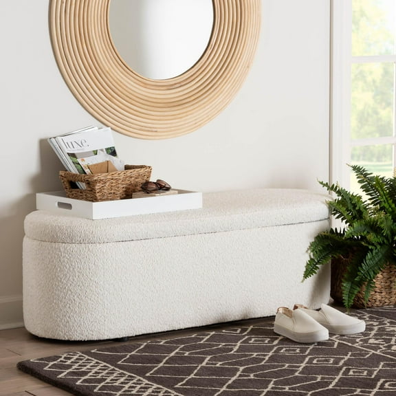 Baxton Studio Lavina Modern Storage Bench, Teddy-Bear Fabric, Black