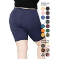 thumbnail image 3 of Stretch Is Comfort Women's Plus Size Cotton Biker Shorts Navy Blue 4X, 3 of 6