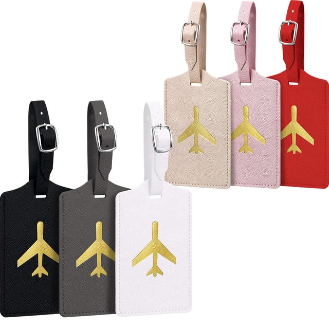 Etiquetas de equipaje Frienda, 6 piezas, de piel, para bolsa de viaje y maletas