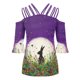 thumbnail image 5 of Mujeres sueltas casual 3/4 manga sin tirantes estampado blusa casual camiseta túnica tops Fridja czfsfas1655, 5 of 7