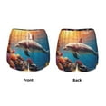 thumbnail image 3 of Yiaed Underwater Plant Dolphin Print Women's Running Shorts with Liner 3 Zipper Pockets Elastic Workout Athletic Gym Yoga Shorts-Medium, 3 of 7