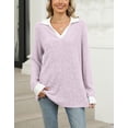 thumbnail image 4 of Long Sleeve Shirts for Women 2024 New Lapel Neck Ribbed Knit Tee Tops Casual Bussiness Back to School Loose Tunic Blouse Shermie, 4 of 6