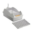 thumbnail image 2 of Caja de arena abierta, bandeja de arena para mascotas, suministros para mascotas, bandeja de arena para gatos, bandeja de arena para gatos pequeños y Gris claro con tapete, 2 of 8