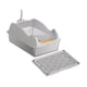 thumbnail image 2 of Caja de arena abierta Bandeja de arena para mascotas con parte superior abierta Entrada baja Gran capacidad Portátil para gatos Gris claro con tapete, 2 of 9
