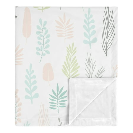 UPC: 0846480075158 | Sweet Jojo Designs Pink Leaf Baby Girl Receiving Security Swaddle Blanket for Newborn or Toddler Nursery Car Seat Stroller Soft Minky – Turquoise Grey Green Tropical Botanical Rainforest Jungle Sloth