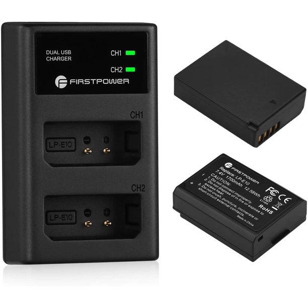 Battery And Dual Usb Charger For Canon Eos Rebel T3 T5 T6 T7 T100 Kiss X50 Kiss X70 Eos 1100d 1200d 1300d Digital Camera 2 Pack 1700mah Walmart Com