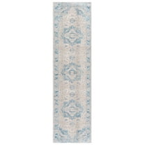 SAFAVIEH Vintage Persian Terrence Geometric Polyester Runner Rug, Ivory/Blue, 2'2" x 8'