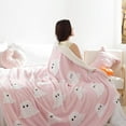 thumbnail image 2 of Throw Blanket Halloween Blanket with White Pink Throw Blankets for Bed and Couch Soft Fluffy Fleece Blanket Pink Ghost, 2 of 7